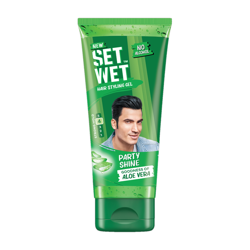 SET WET Styling Hair Gel for Men - Party Shine for Strong Hold & High Shine, No Alcohol Hair Gel(100 g)