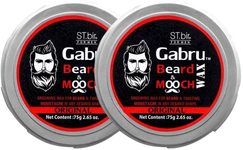 GABRU Beard & Mooch Wax Original for Men | Strong Hold & Long Lasting Pack Of 2 Hair Wax(75 g)