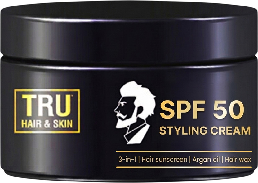 TRU HAIR & SKIN SPF 50 Styling Cream for Men | Non-Sticky Hair Gel | 8 Hour Hold | Hair Wax Hair Wax(100 g)