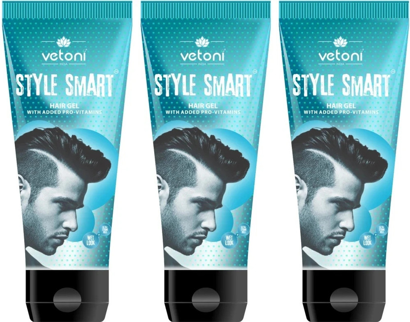 VETONI BLUE HAIR GEL FOR MEN-PARTY SHINE FOR STRONG HOLD& HIGH SHINE(pack of 3)|180ml| Hair Gel(180 ml)