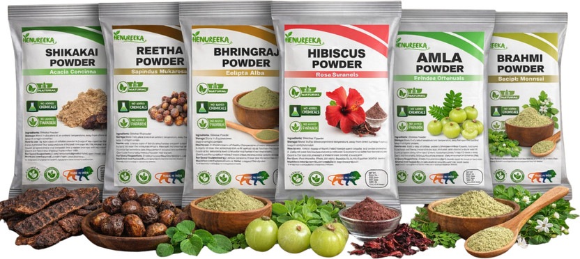 HENUREEKA HENUREEKA Amla Reetha Shikakai Bhringraj Hibiscus Brahmi Powder for Hair Growth &Hair Care(300 g) - Flipkart Deal
