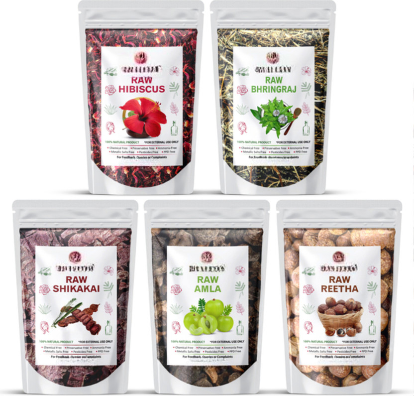 imtion Organic Raw Amla, Reetha, Shikakai, bhringraj, Hibiscus Combo-100g Each Pack |(500 g)