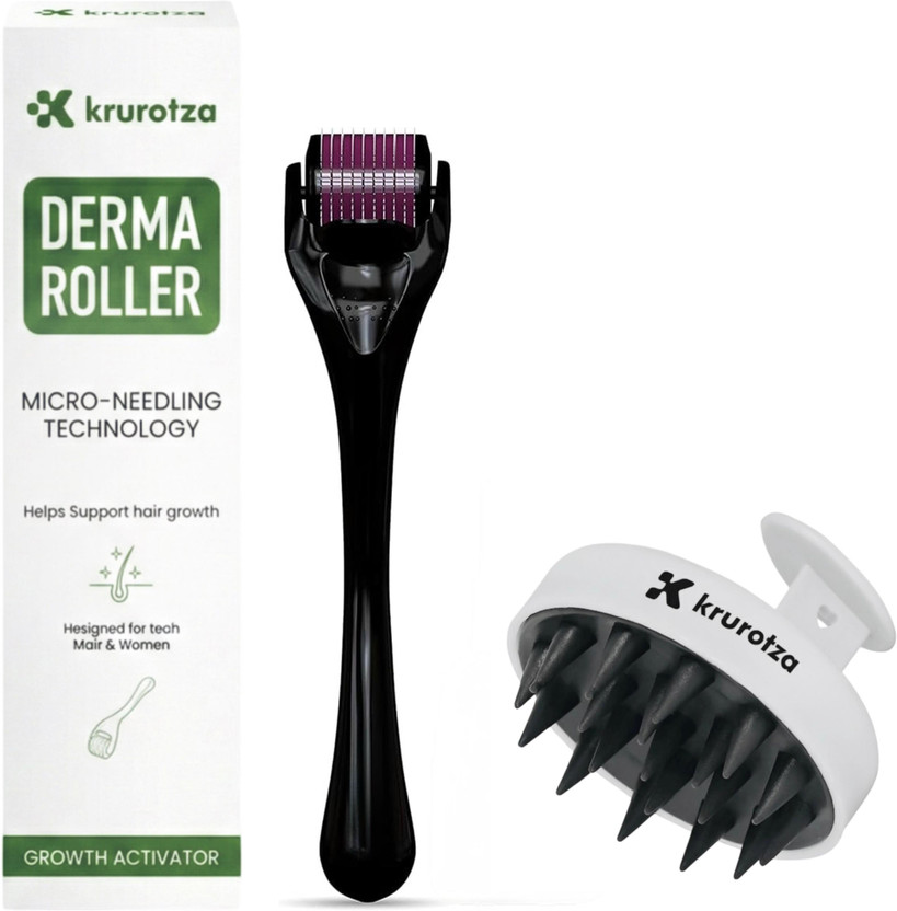 krurotza derma roller with hair scalp brush for men and women(50 g)