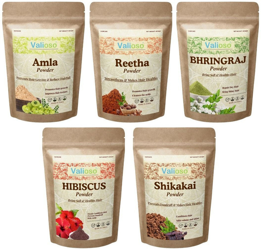 Valioso Amla, Reetha, Shikakai, Hibiscus And Bhringraj Powder for Hair Growth(250 g)
