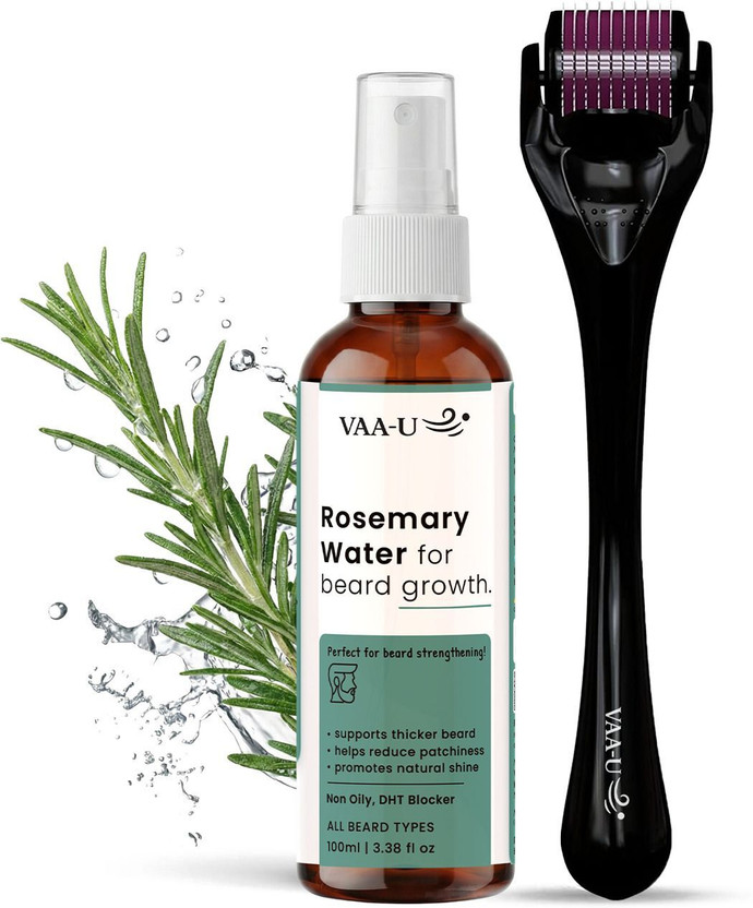 VAA-U Rosemary Beard Spray for beard growth and nourishment with Derma Roller (0.5mm)(100 ml)