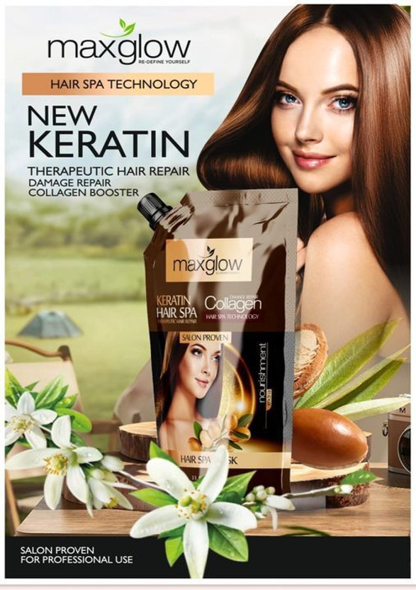MAXGLOW Mxglow Keratin Hair Spa Damage Repair Collagen Spa Technology(1000 ml)