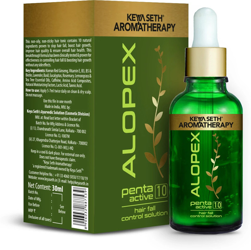 KEYA SETH AROMATHERAPY Alopex Penta Active10,Hair Growth Serum,Clinically Proven,Red Ginseng & Rosemary(30 ml)