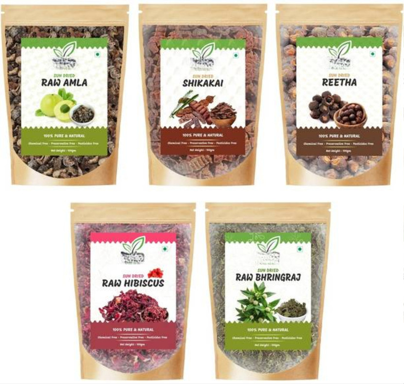 imtion Pure Natural Amla,Reetha,Shikakai,Bhringraj,Hibiscus Raw Combo for Hair & Mask(500 g)