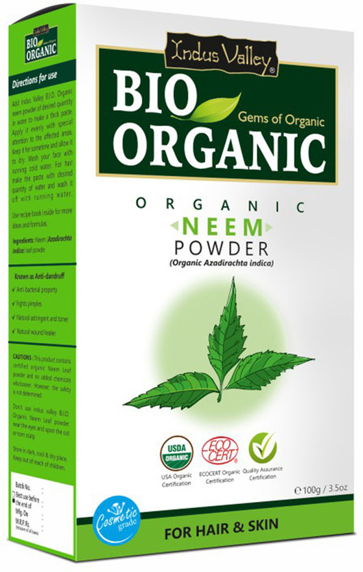 Indus Valley Bio Organic Natural Neem Powder, Chemical Free Hair Cleanser For Healthy Hair(100 g)