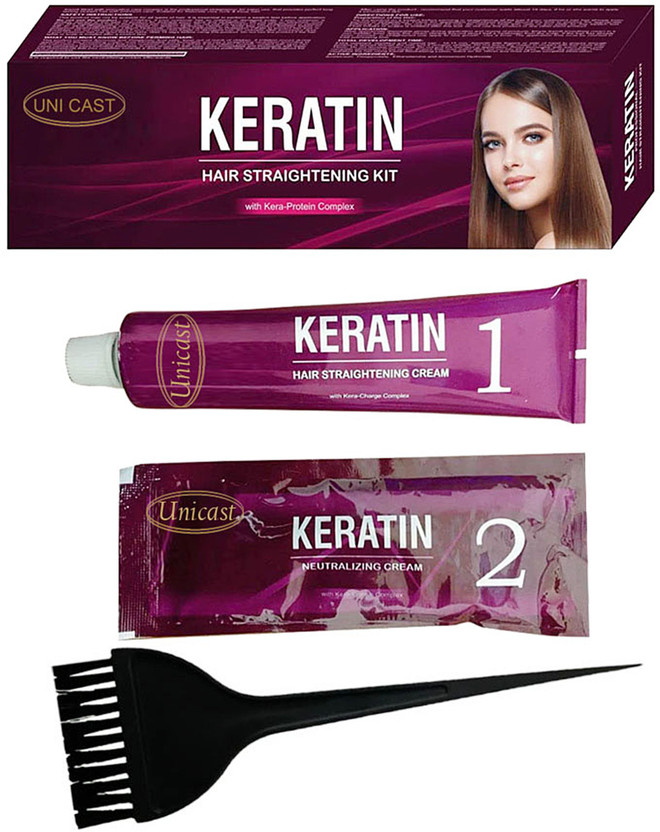 UNICAST Keratin Hair Straightening Cream Kit with Brush(165 ml)