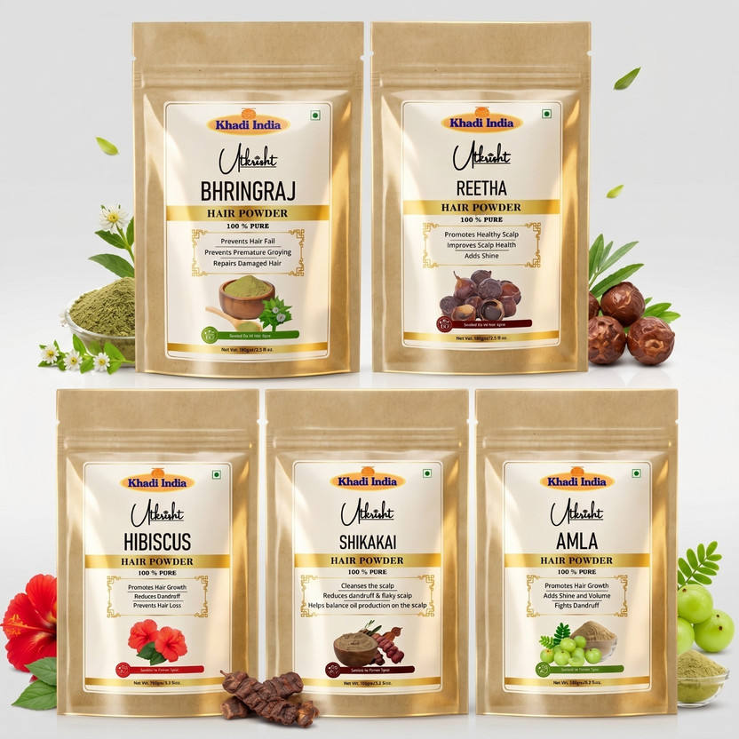Utkrisht Amla, Reetha, Shikakai, Bhringraj, Hibiscus Powder - Hair Pack Combo Pack(500 g)