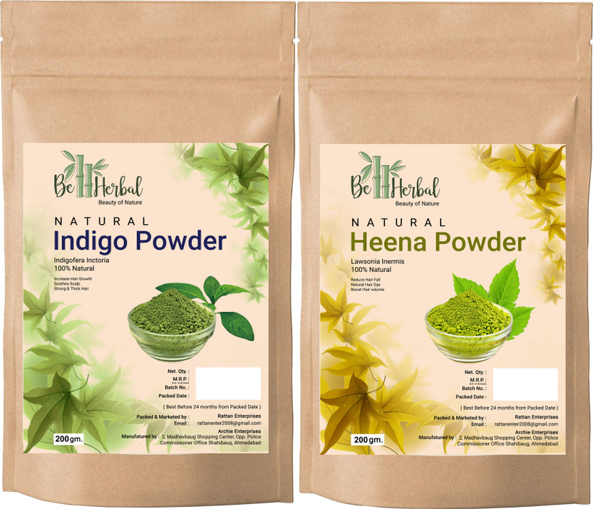 BE HERBAL Natural Powder Combo Pack For Black Hair Color 100% Organic(400 g)