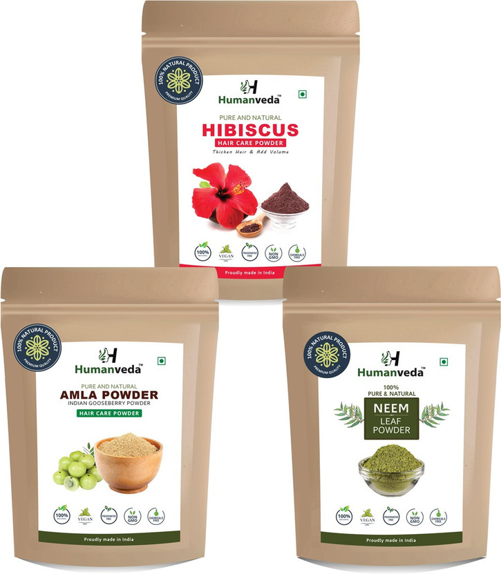 Humanveda Herbal Hibiscus, Amla & Neem Powder For Hair Treatment 100*3 = 300g Combo Pack(300 g)