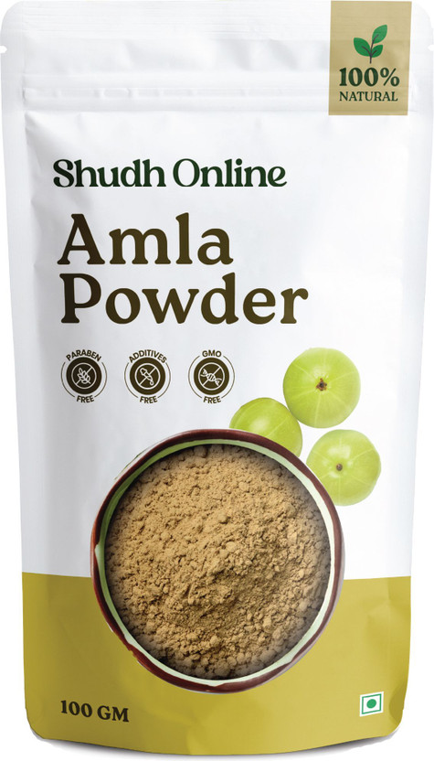 Shudh Online Organic Amla Powder for Drink & Hair Seedless Awla Avla Gooseberry Churna(100 g)