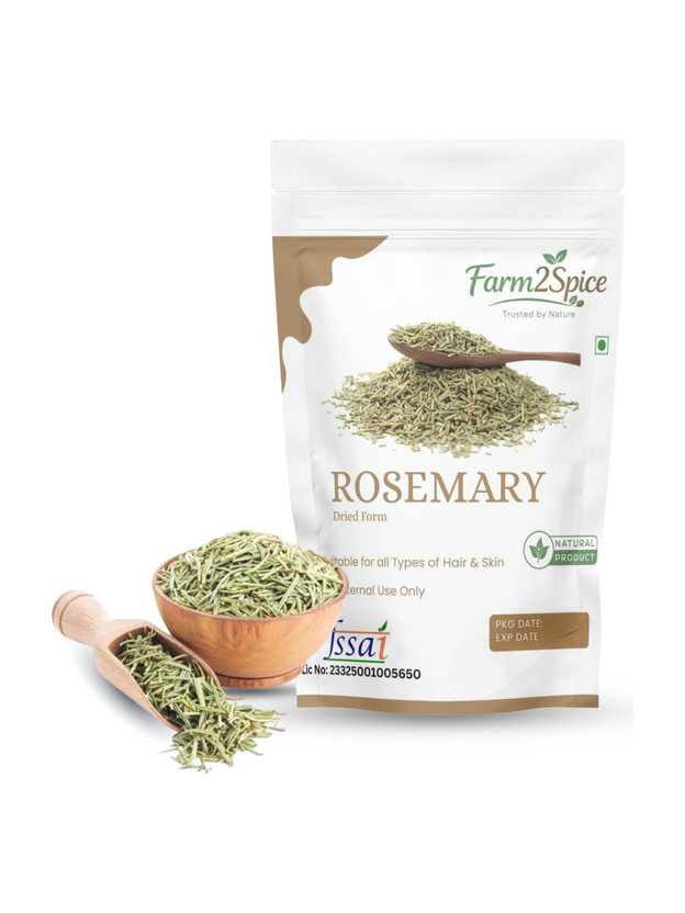 Farm2Spice 100% Natural Rosemary Dried Leaves | Culinary Raw for Cooking & Hair Growth(100 g)