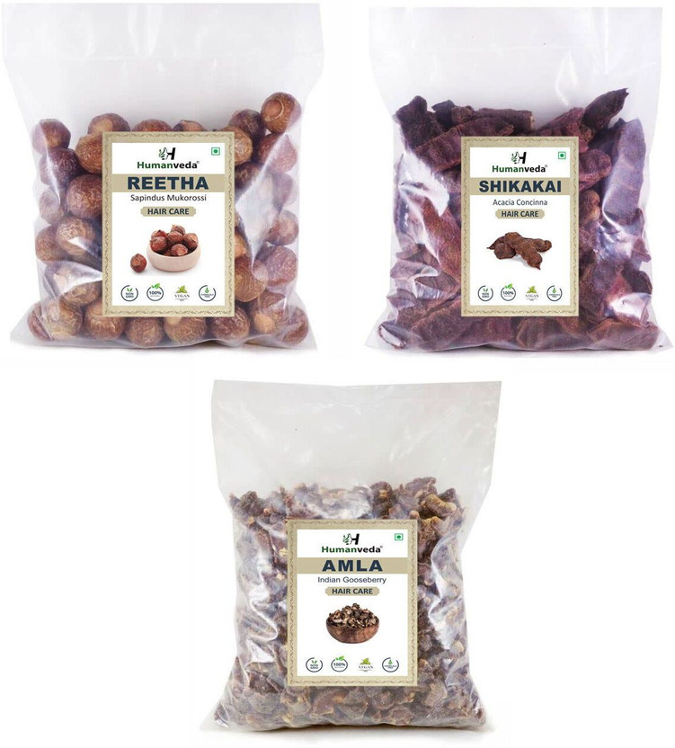 Humanveda Humanveda Pure Amla Reetha Shikakai (RAW Form) For Hair Care (100g Each)(300 g) - Flipkart Deal