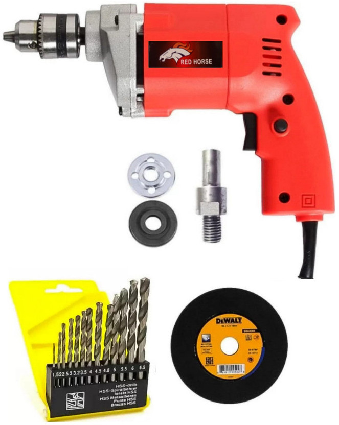 Mamodiaz Redhorse RH-366 10mm 650W Heavy Duty Machine with Marble Blade & Complete Set with 13 pcs Dril bit set Impact Driver(10 mm Chuck Size, 650 W)