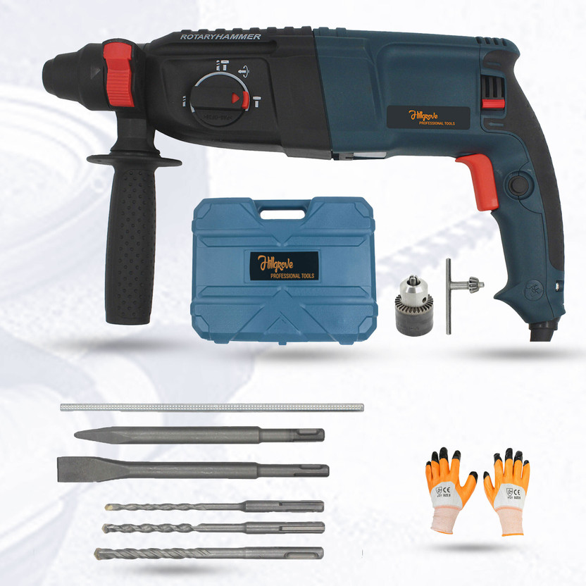 Hillgrove 100% Copper Winding HGCM479M1 Impact Drill Machine with 5 Bits, SDS for Making Holes in Metal/Wood/Concrete Rotary Hammer Drill(26 mm Chuck Size, 1200 W)