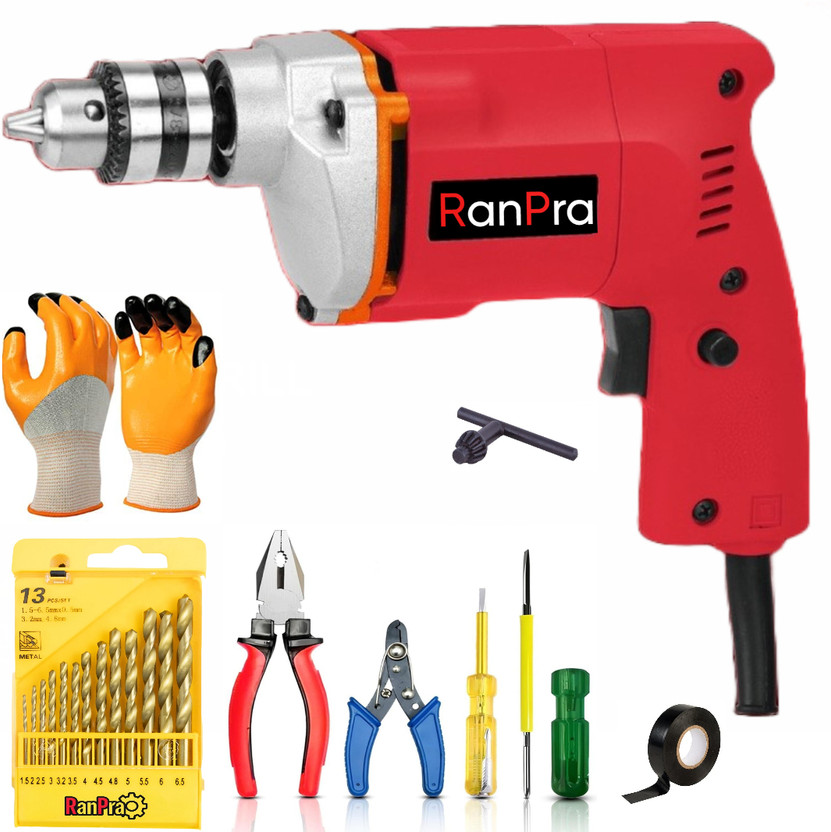 RanPra 10MM DRILL MACHINE WITH 13PCS DRILL BIT RH-437 9 KG DEMOLITION/BREAKER MACHINE HEAVY DUTY 3200 WATT Hammer Drill(10 mm Chuck Size, 2600 W)