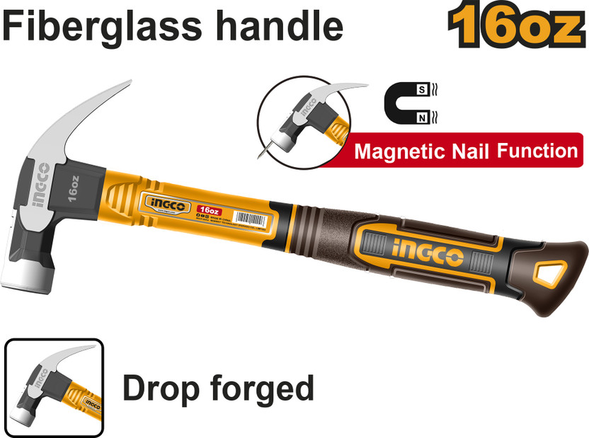 INGCO HCH81016 Straight Claw Hammer(0.2 kg)