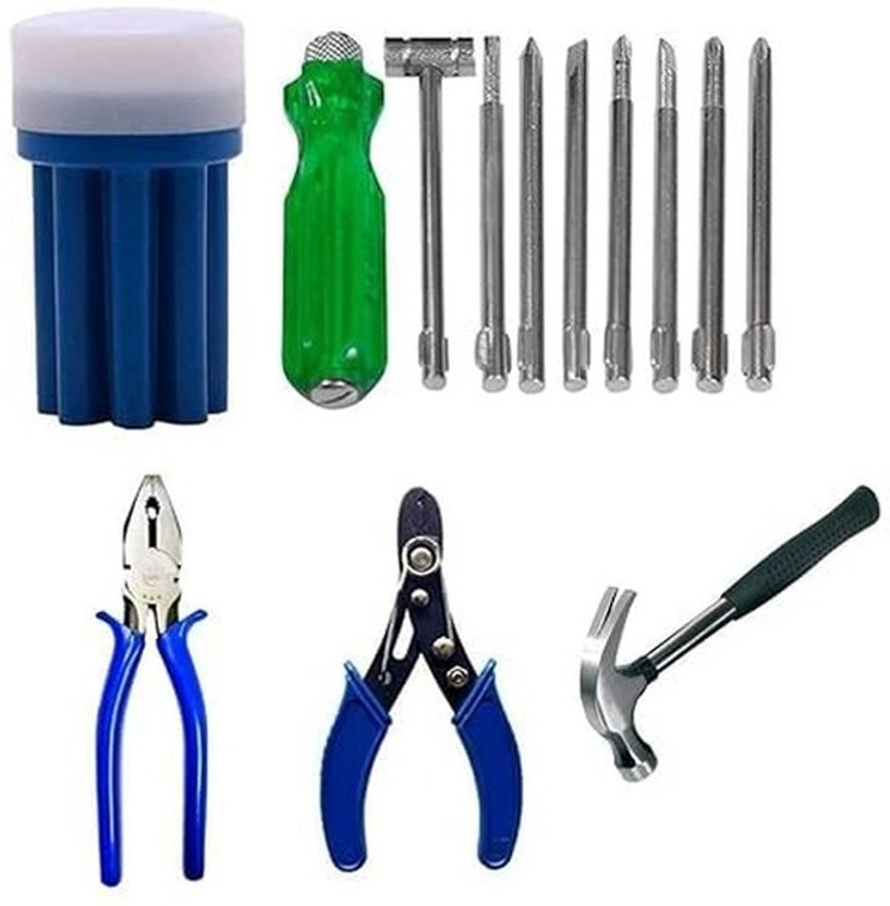 AMMGEE AMMGEE M_B0DFMDXZ96 12 Pc Hand Tool Kit | Home & DIY Use Straight Claw Hammer(0.4 kg) - Flipkart Deal