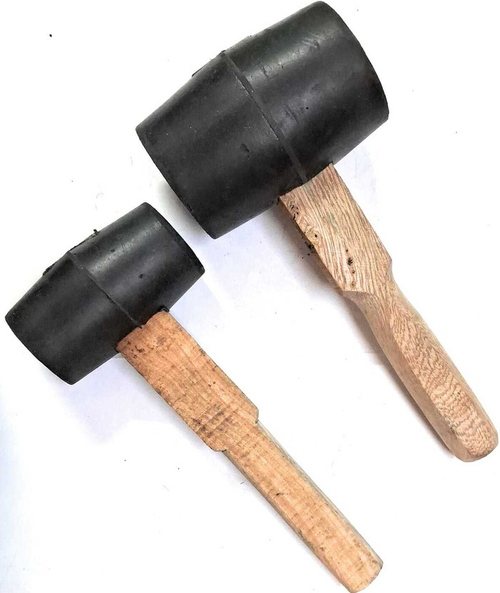 Lovely Combo of Rubber Hammer/Mallet with wooden handle 3 inch and 1.75 inch . Mallet(1.6 kg)