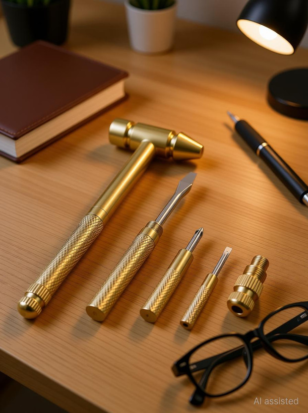 kbsales 6 in 1 Micro Mini Multifunction Copper Craft Hammer & Screwdriver Hand Tools for Repair Uav, Mobile Phones, Laptops, Watches Speciality Hammer(0.45 kg)