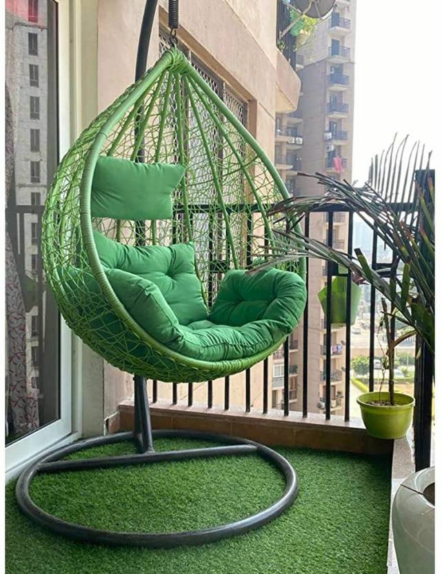 SKP Single Seater Swing Chair with Stand & Cushion & Hook Indoor Living