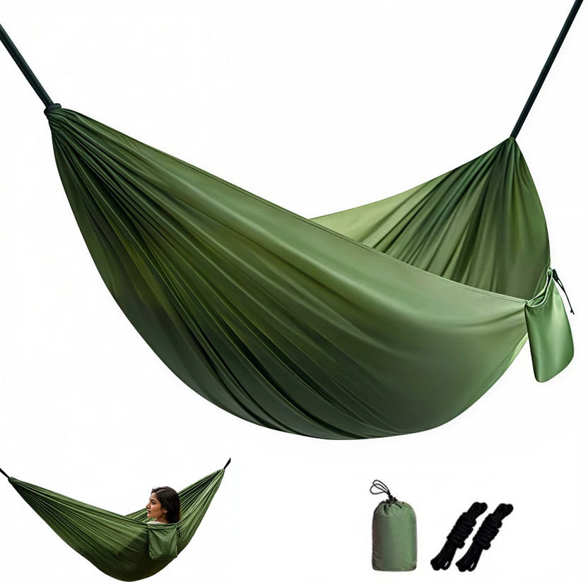 gustave Portable Camping Hammock with Ropes and Storage Bag for Outdoor Relaxation Nylon Hammock(Beige, Pre-assembled)