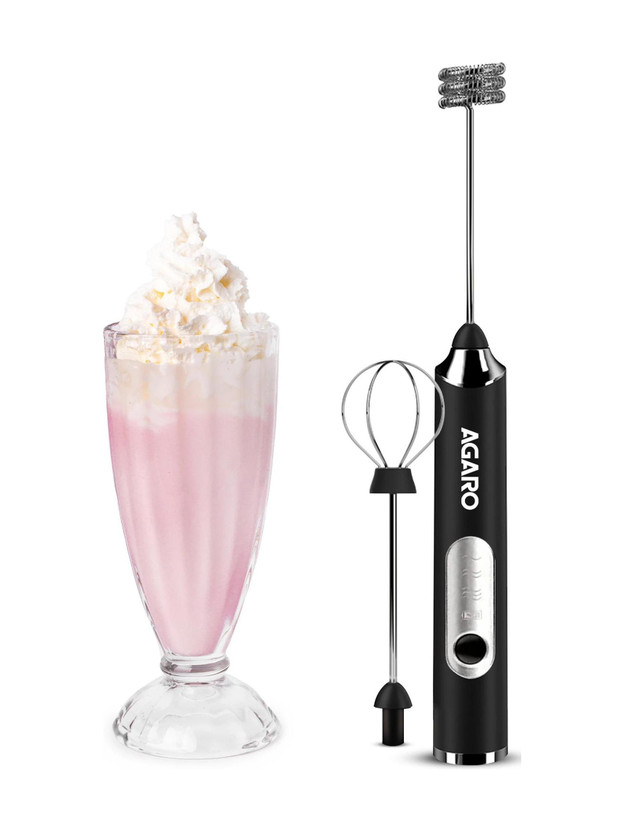 AGARO 50 W Black Electric Whisk(Royal Milk Frother, 3-Speed Electric Frother for Coffee with Whisk and Frother,)