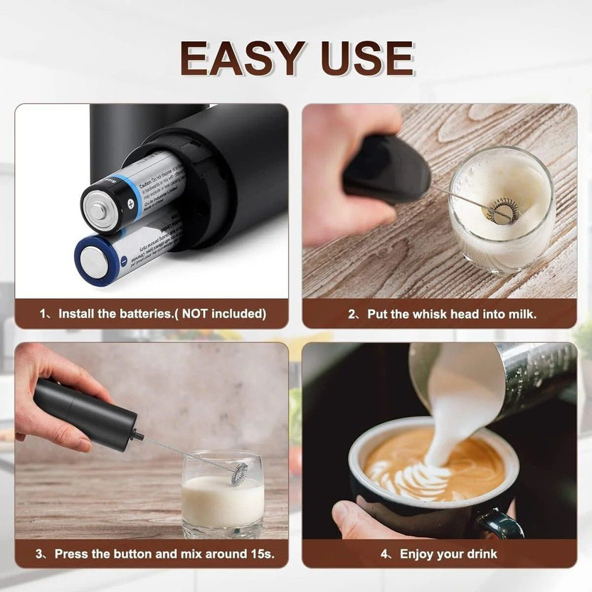 prireru global 100 W Black Electric Whisk, Hand Blender(Milk Frother | Handheld Coffee Beater | Battery Operated Foam Maker |Beat Eggs)