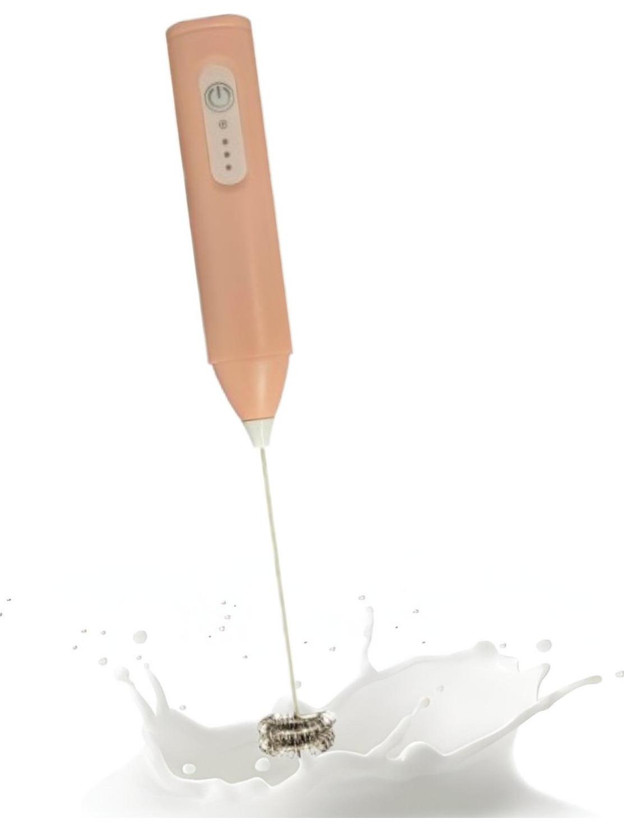 COLLAPSIBLE 50 W Peach Hand Blender(Rechargeable Handheld Milk Frother - 3-Speed Electric Foam Maker for Coffee)