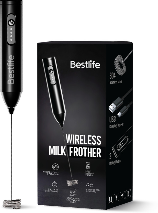 Bestlife Bestlife 50 W Black Hand Blender(USB Electric Frother with 3 Speed Modes for Coffee Handheld Whisk Beater) - Flipkart Deal