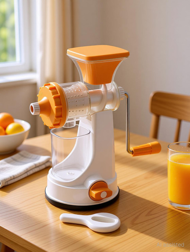 Business Enterprisess Plastic Mechanical Juicer, Hand Crank, Orange and White, Plastic Body Hand Juicer(White)