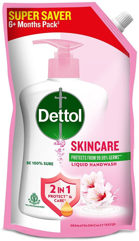 Dettol Germ Protection ph-Balanced Liquid Refill, Skincare Hand Wash Refill Pouch(675 ml)
