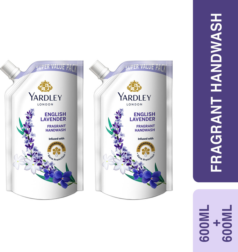 Yardley London English Lavender With Pure Lavender Oil and Germ Protection Fragrant Hand Wash Refill Pouch(2 x 0.65 L)