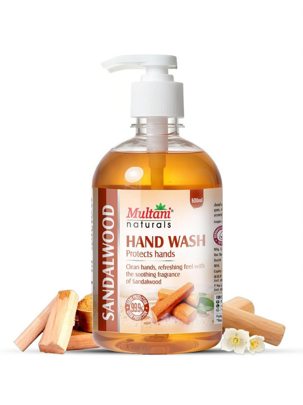 Multani Naturals Sandalwood Hand Wash | 99.9% Germs Protection |Dermatologically Testd - Hand Wash Pump Dispenser(500 ml)