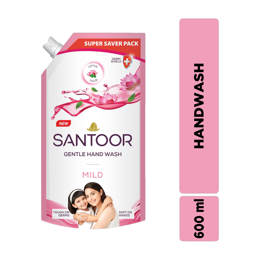 Santoor by Wipro Mild Hand Wash Hand Wash Pouch(600 ml)