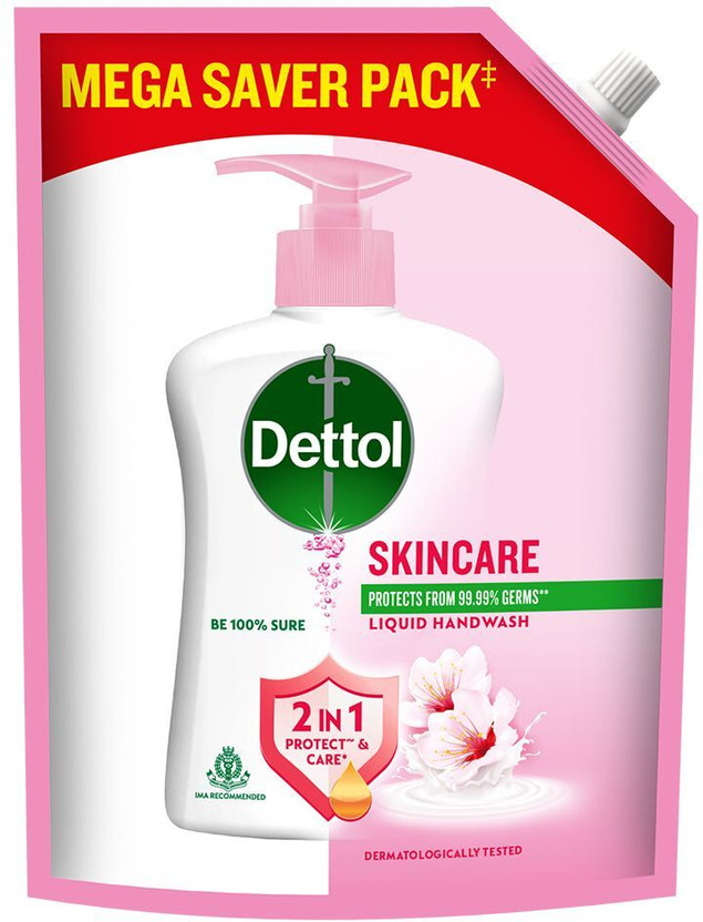 Dettol Liquid Handwash Refill - Skincare Moisturizing Hand Wash Pouch(1350 ml)