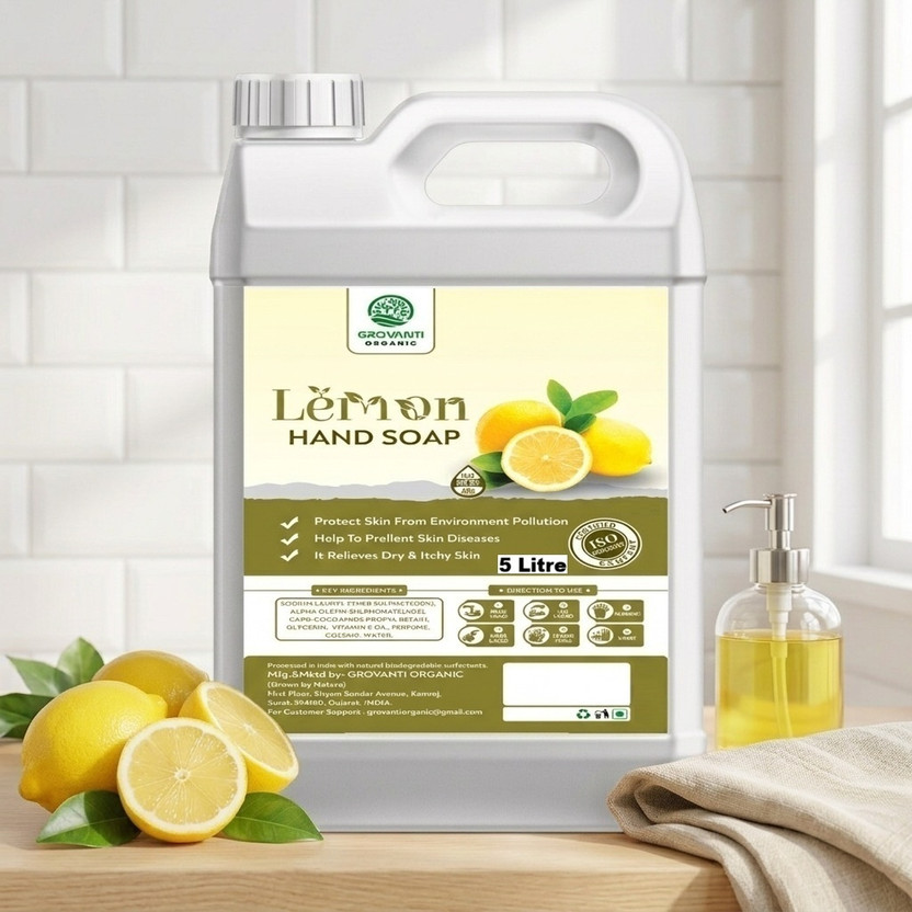 GROVANTI ORGANIC Lemon Hand Wash Hand Wash Can Hand Wash Can(5 L)
