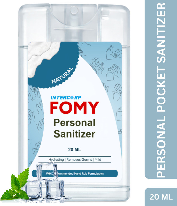 Intercorp Fomy Alcohol-based Portable Sanitizer and Disinfectant Pocket Spray (Natural) Hand Rub Spray Bottle(20 ml)
