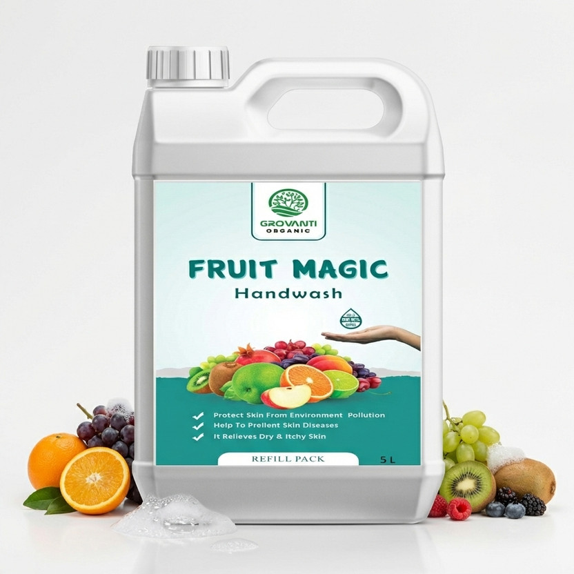 GROVANTI ORGANIC Mix Fruit Hand Wash Liquid Refill, Liquid Handwash 5 litre Hand Wash Can(5000 ml)