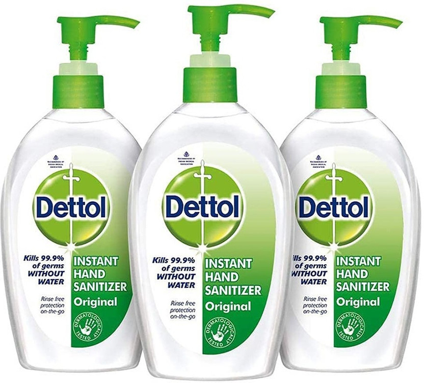 Dettol Instant , Original Hand Sanitizer Pump Dispenser(3 x 200 ml)