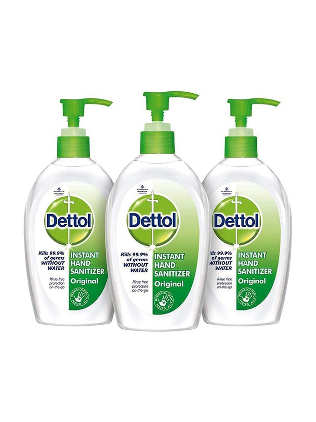 Dettol Original Instant , Small, Travel, Gel, non sticky, kills germs Hand Sanitizer Pump Dispenser(3 x 200 ml)