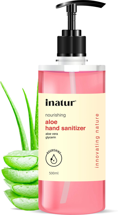 inatur Pure & Refining Aloe Vera Extract, Kills 99.9% Germs Hand Sanitizer Pump Dispenser(500 ml)