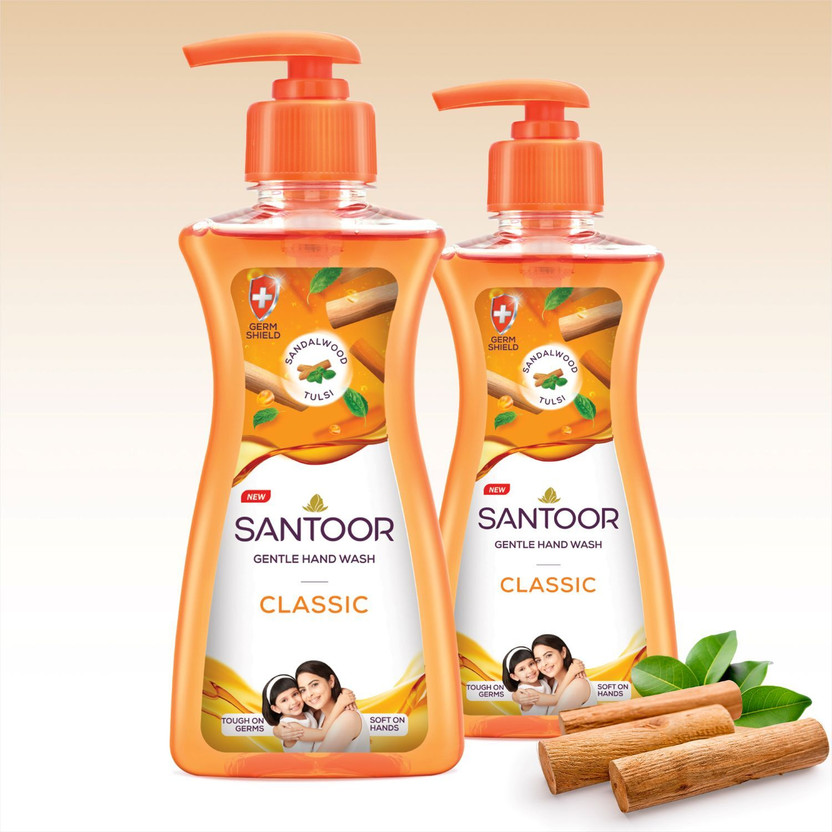 Santoor Santoor by Wipro Classic Gentle with Goodness of Sandalwood & Tulsi Hand Wash Pump Dispenser(2 x 100 g) - Flipkart Deal