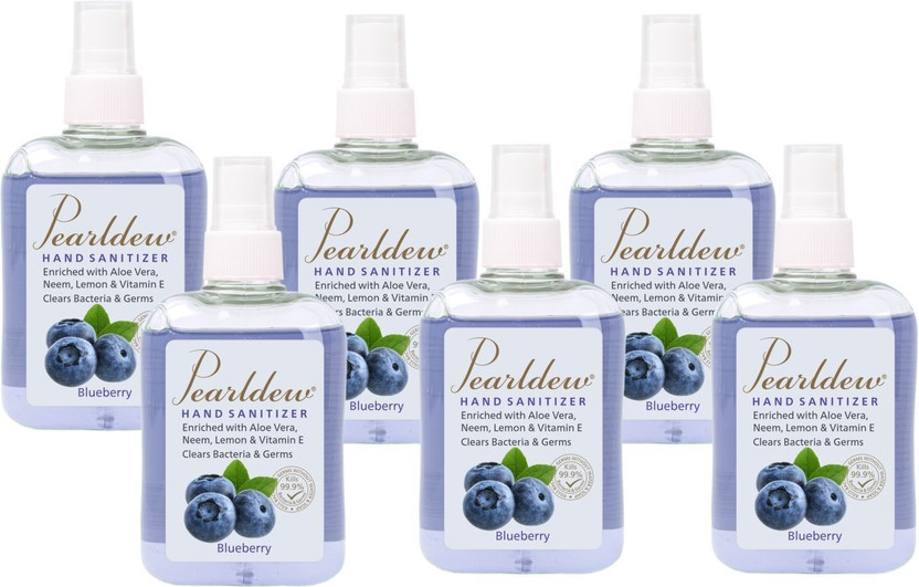 Pearldew Pearldew Sanitizer Spray (Blueberry) 250 ml | Aloe & Neem | Paraben Free Hand Sanitizer Bottle(6 x 250 ml) - Flipkart Deal