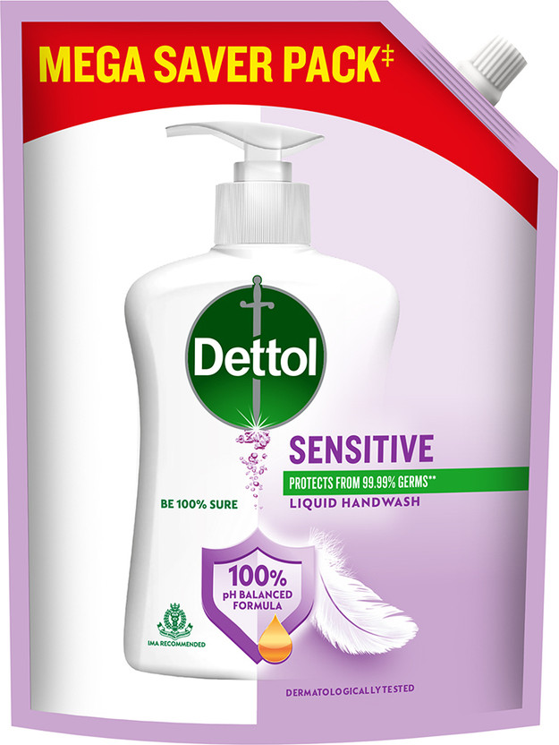 Dettol Liquid Hand wash, Sensitive, 1350ml Hand Wash Pouch(1350 ml)