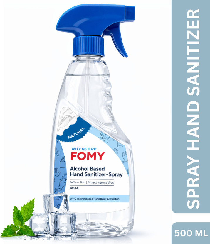 Intercorp Fomy 75% Isopropyl Alcohol-based Hand Rub Sanitizer and Disinfectant Spray, 500 ml Each (Natural) Hand Rub Pump Dispenser(500 ml)
