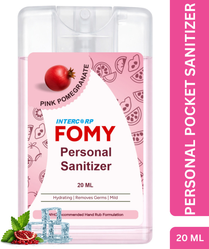 Intercorp Fomy Alcohol-based Portable Sanitizer and Disinfectant Pocket Spray ( Pomegranate) Sanitizer Spray Spray Bottle(20 ml)